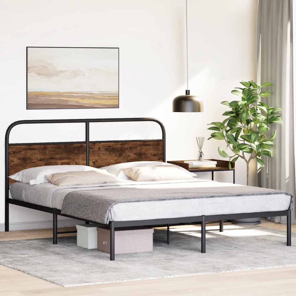 sengeramme 150x200 cm uden madras konstrueret træ røget eg