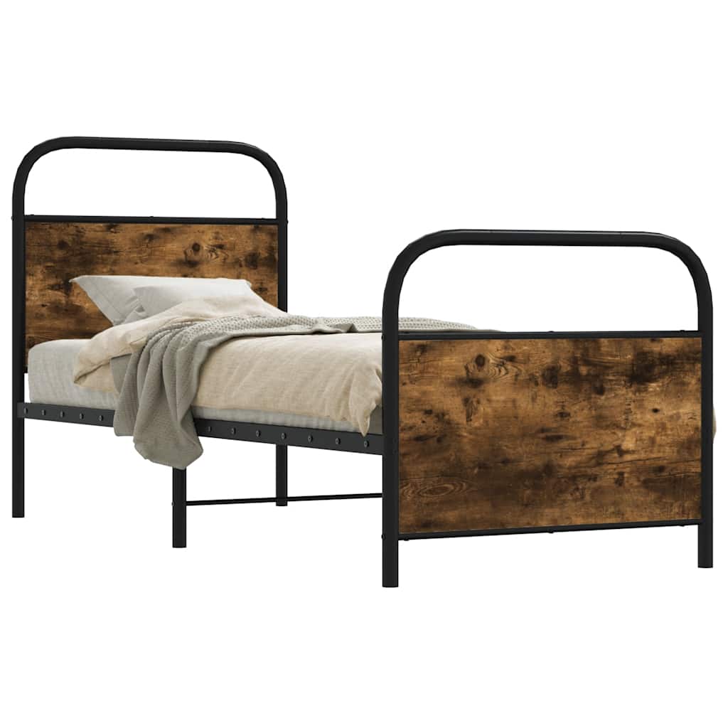 sengeramme 75x190 cm uden madras konstrueret træ røget eg