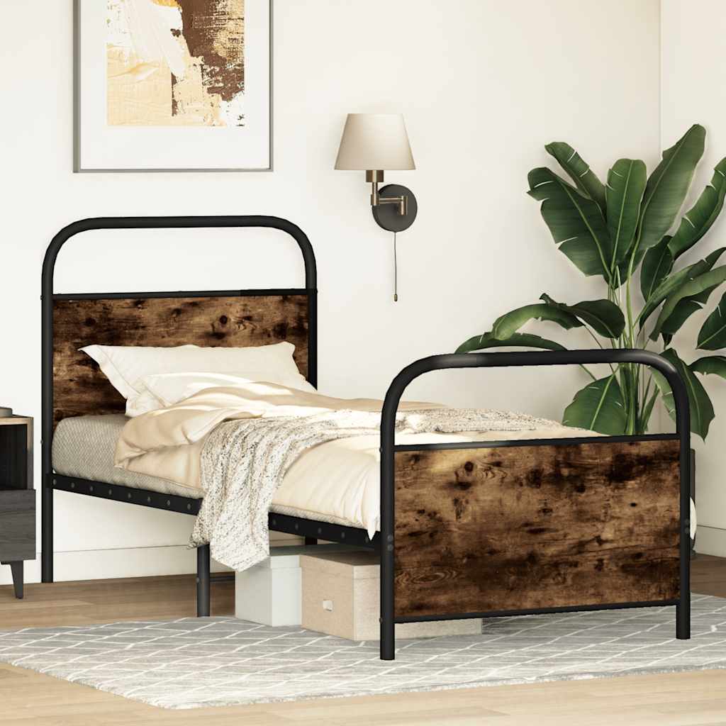 sengeramme 80x200 cm uden madras konstrueret træ røget eg