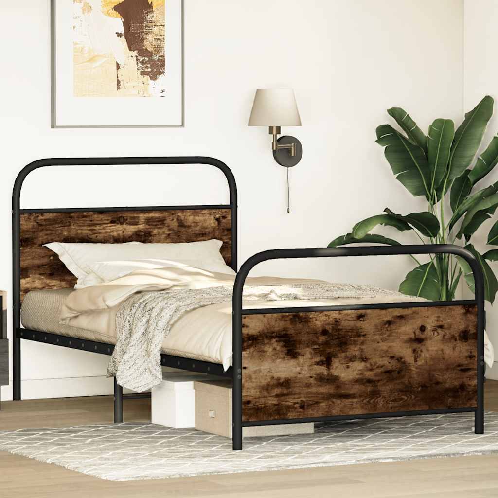 sengeramme 90x200 cm uden madras konstrueret træ røget eg