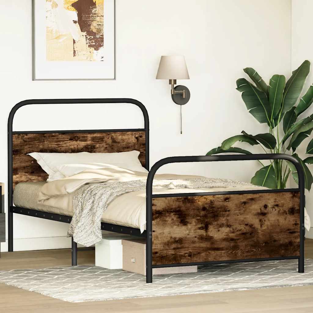 sengeramme 100x190 cm uden madras konstrueret træ røget eg