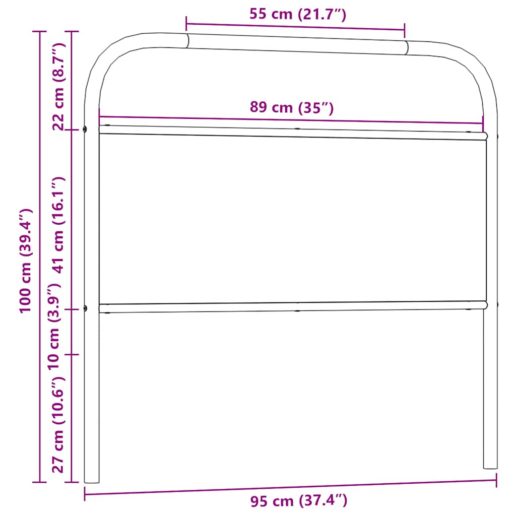 udskiftningsgavl 90 cm stål og konstrueret træ røget egetræsfarve