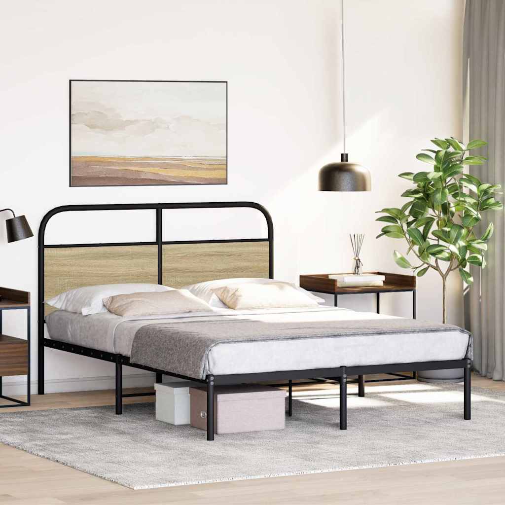 sengeramme 135x190 cm uden madras konstrueret træ sonoma-eg