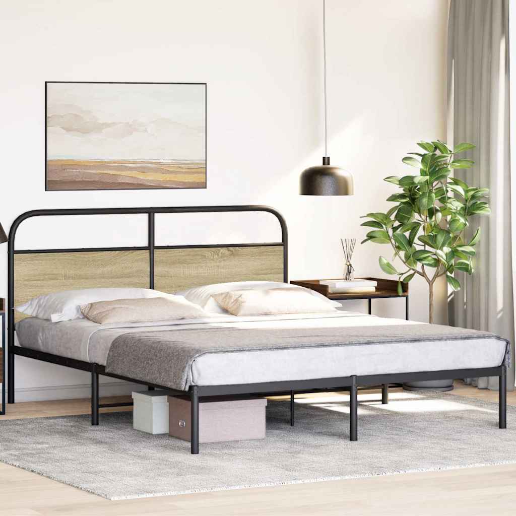 sengeramme 150x200 cm uden madras konstrueret træ sonoma-eg