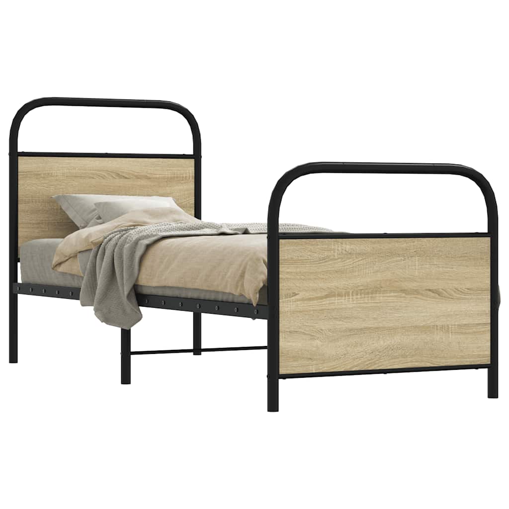 sengeramme 75x190 cm uden madras konstrueret træ sonoma-eg