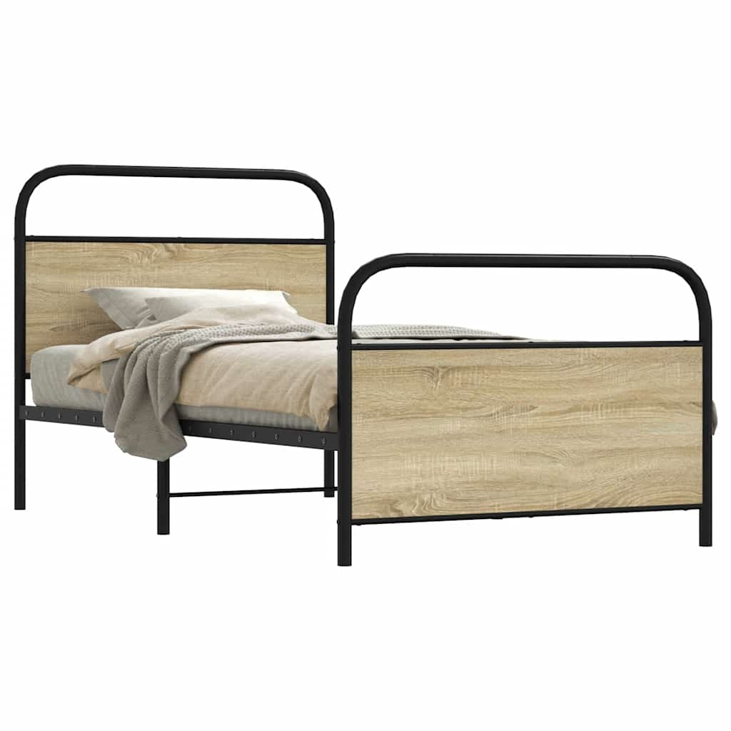sengeramme 90x190 cm uden madras konstrueret træ sonoma-eg