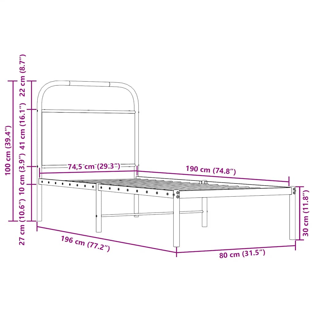 udskiftningsgavl 75 cm stål og konstrueret træ sonoma-eg