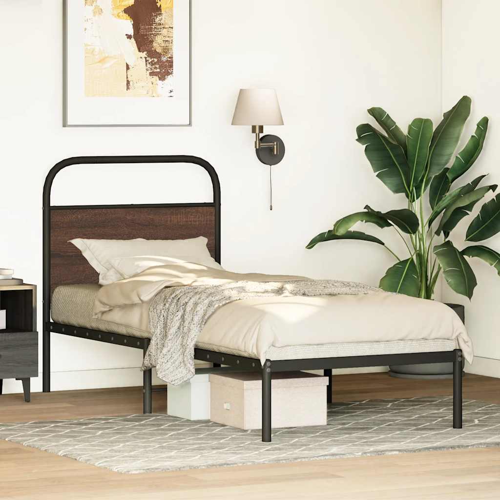 sengeramme 80x200 cm uden madras konstrueret træ brunt eg
