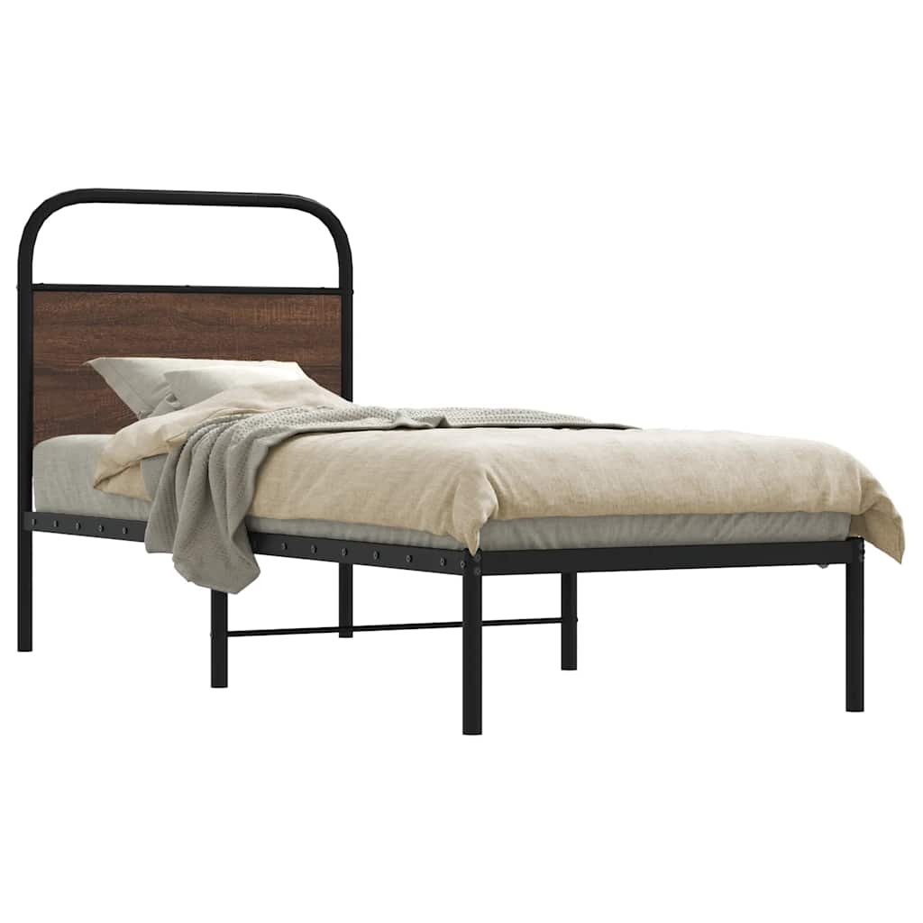 sengeramme 80x200 cm uden madras konstrueret træ brunt eg