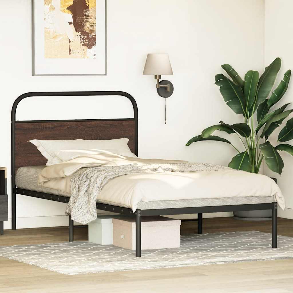 sengeramme 90x190 cm uden madras konstrueret træ brunt eg