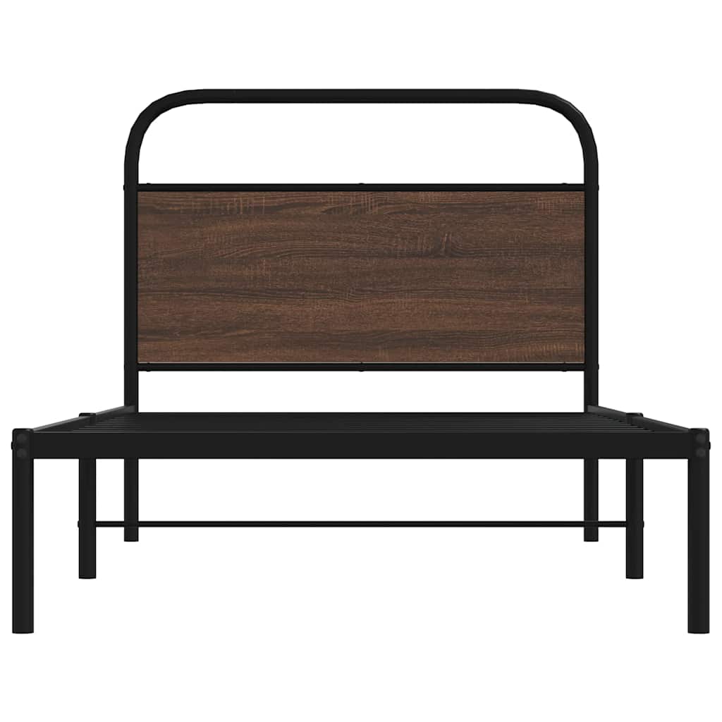 sengeramme 90x190 cm uden madras konstrueret træ brunt eg