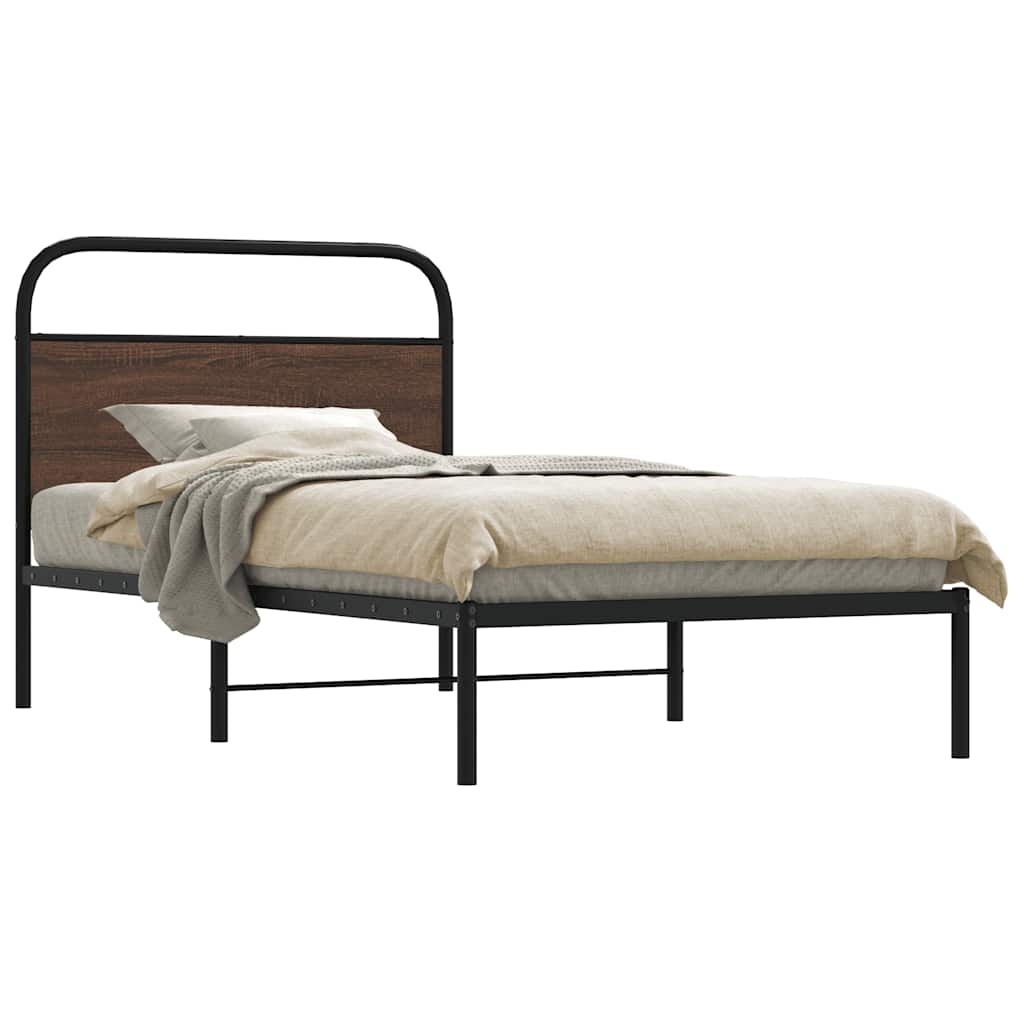 sengeramme 90x190 cm uden madras konstrueret træ brunt eg