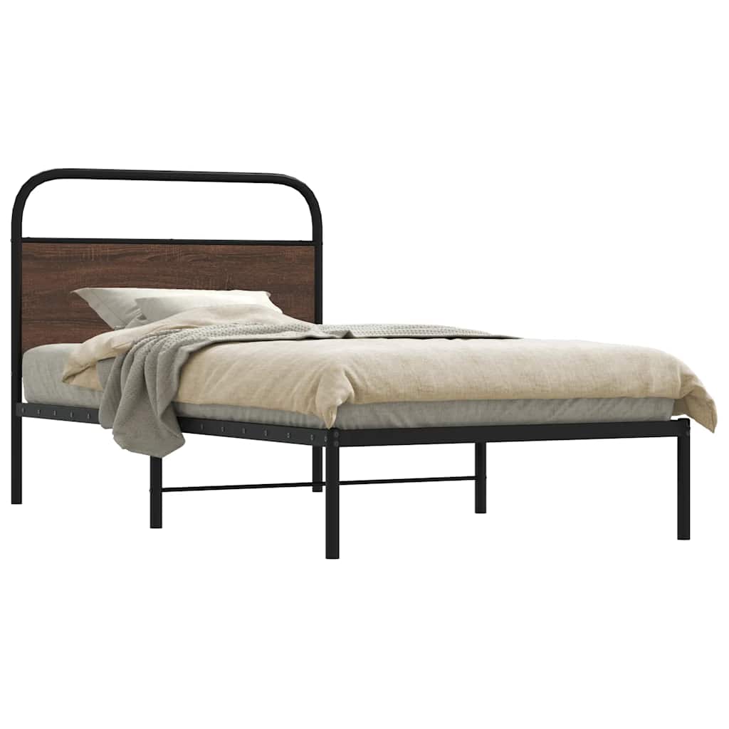 sengeramme 100x200 cm uden madras konstrueret træ brunt eg