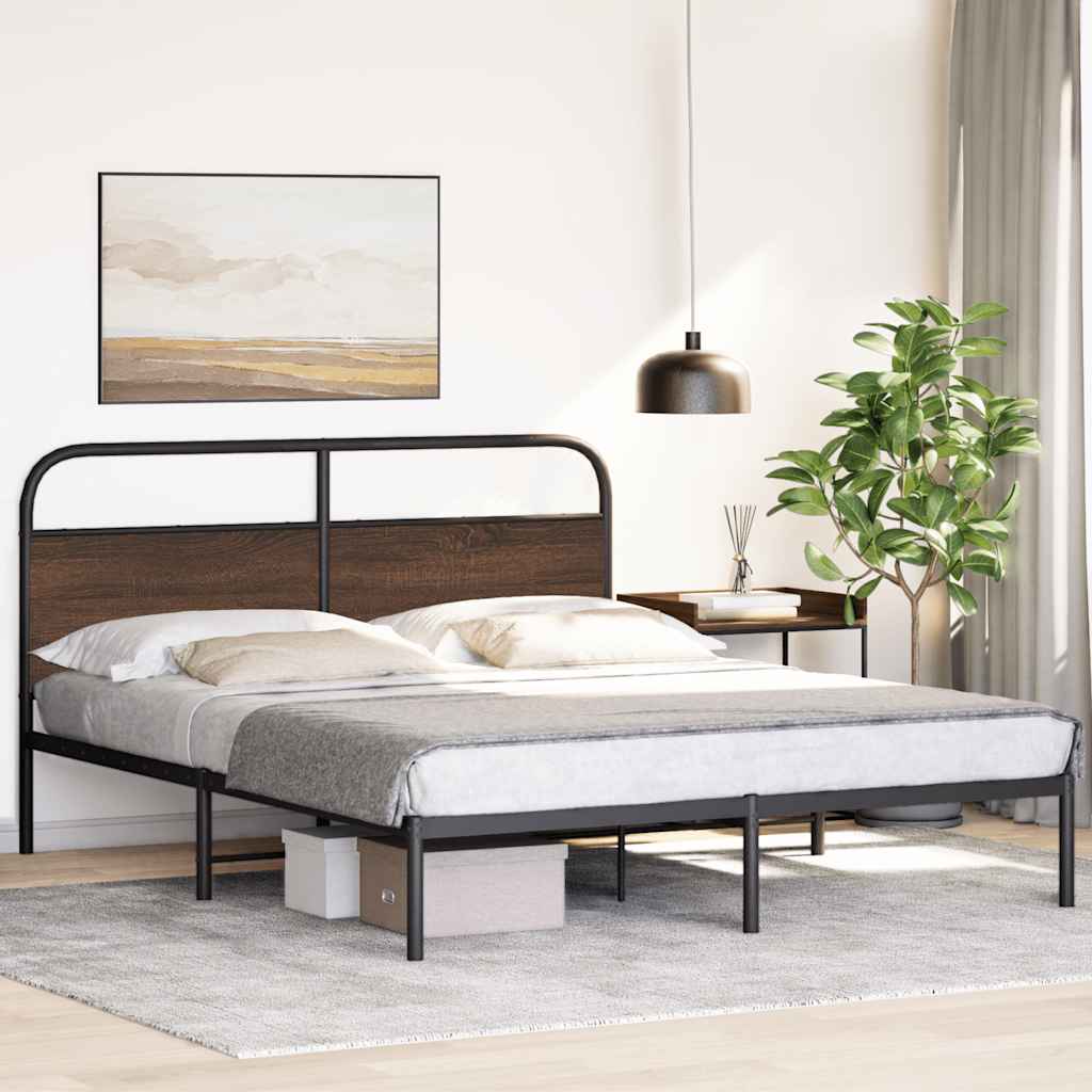 sengeramme 150x200 cm uden madras konstrueret træ brunt eg
