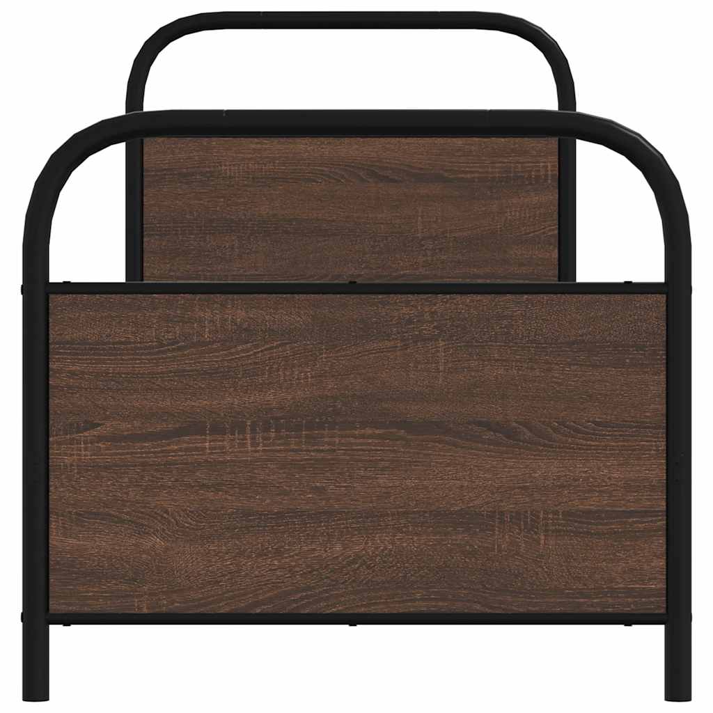sengeramme 75x190 cm uden madras konstrueret træ brunt eg