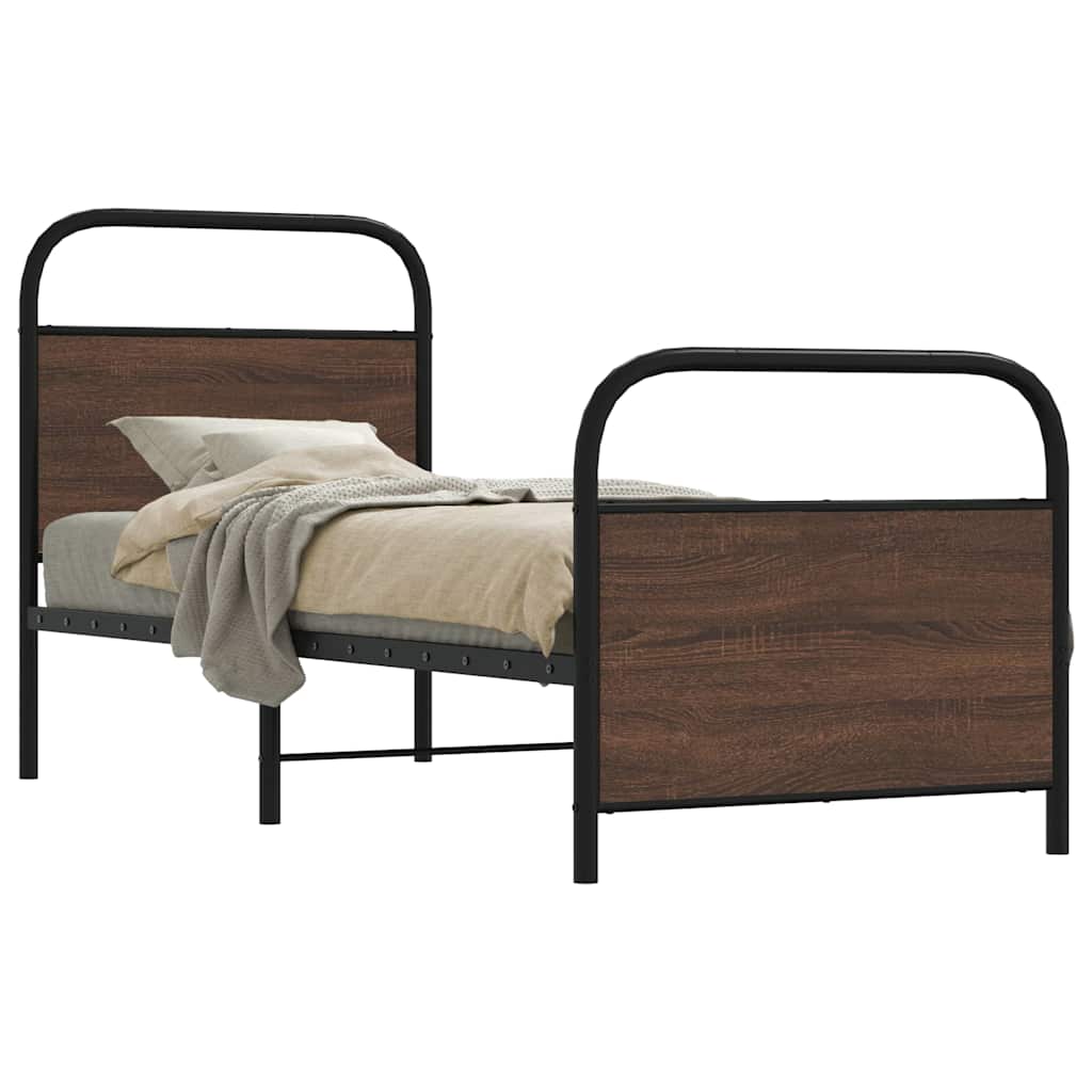 sengeramme 75x190 cm uden madras konstrueret træ brunt eg