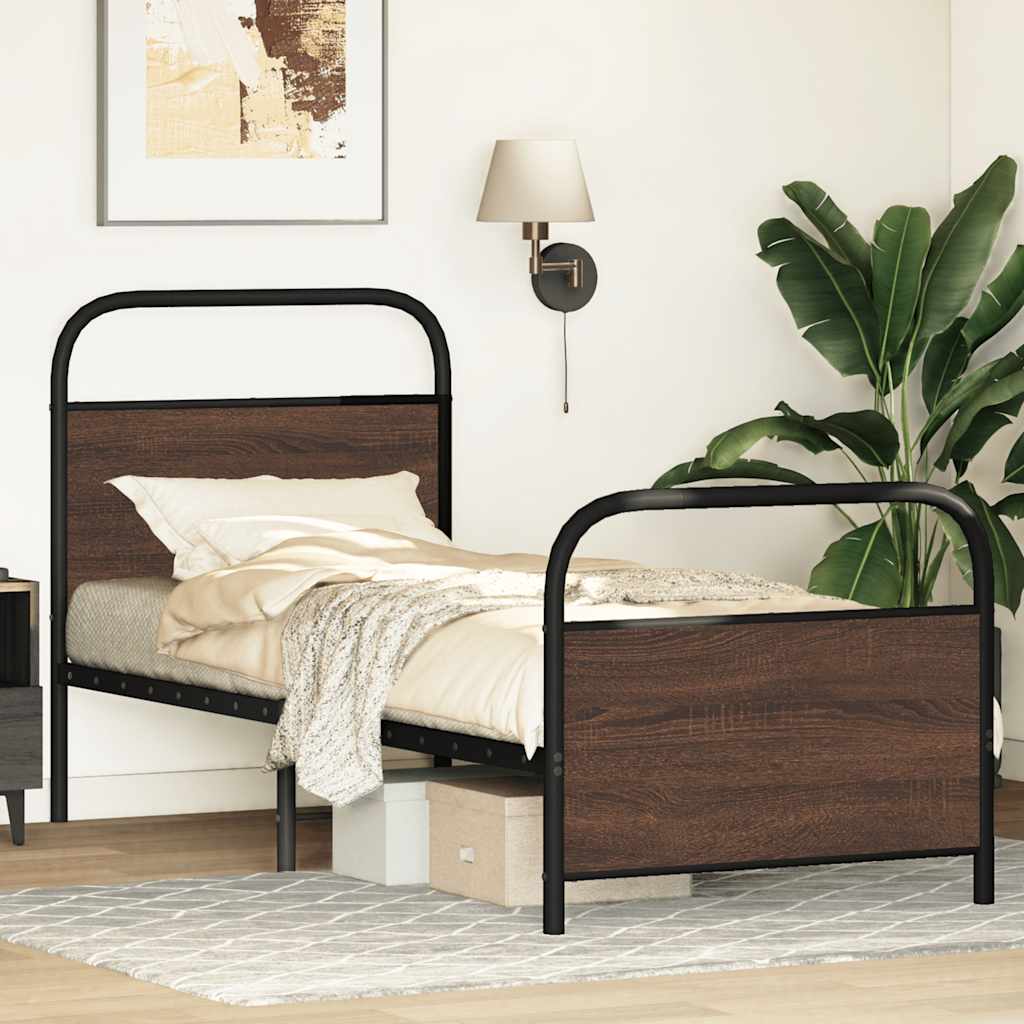 sengeramme 80x200 cm uden madras konstrueret træ brunt eg