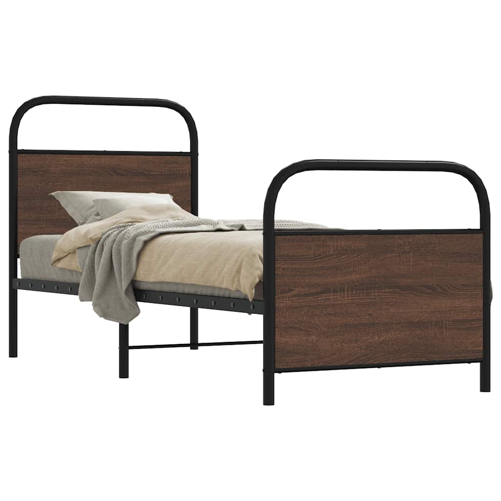 sengeramme 80x200 cm uden madras konstrueret træ brunt eg