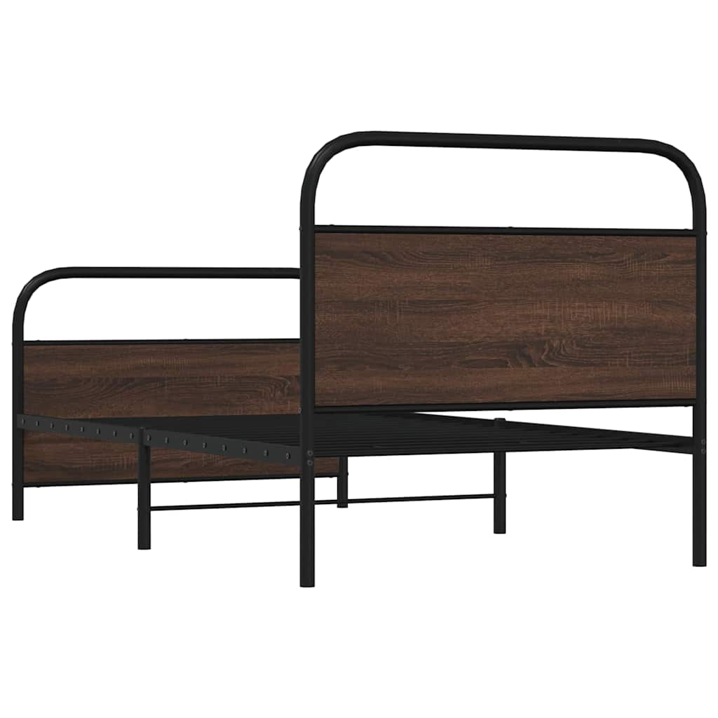 sengeramme 90x200 cm uden madras konstrueret træ brunt eg