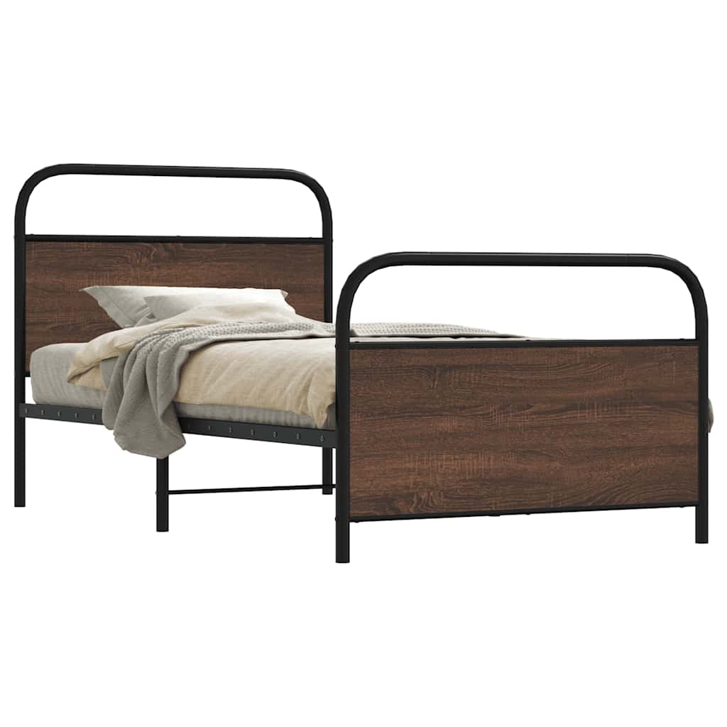 sengeramme 90x200 cm uden madras konstrueret træ brunt eg