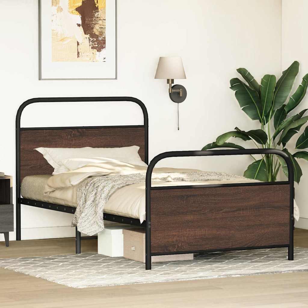 sengeramme 100x200 cm uden madras konstrueret træ brunt eg