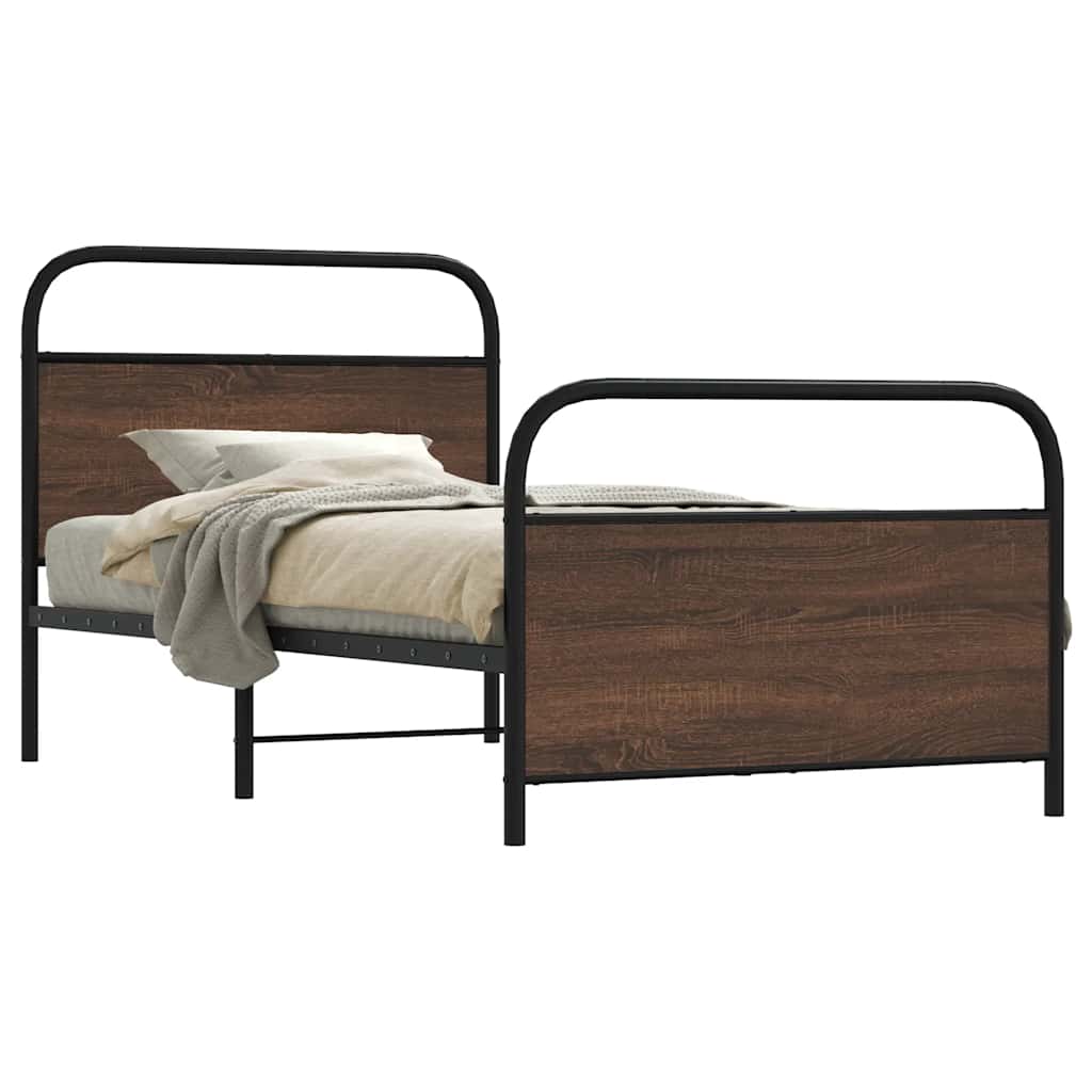 sengeramme 100x200 cm uden madras konstrueret træ brunt eg