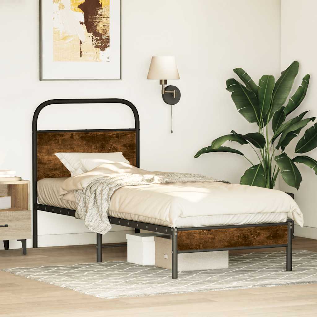 sengeramme 75x190 cm uden madras konstrueret træ røget eg