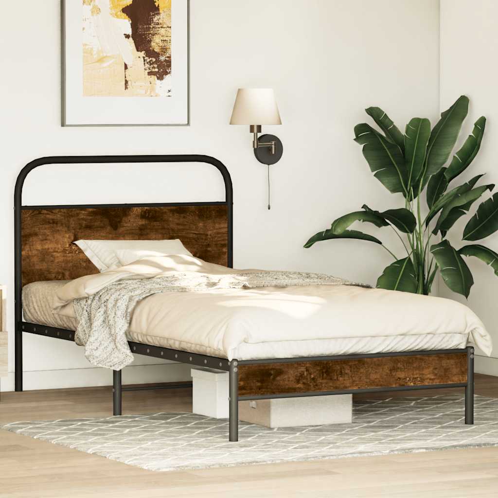 sengeramme 90x190 cm uden madras konstrueret træ røget eg