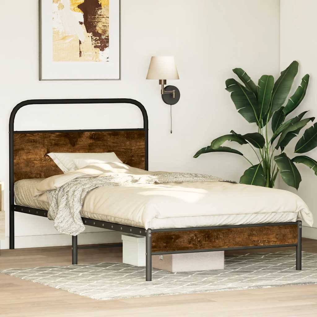 sengeramme 90x200 cm uden madras konstrueret træ røget eg