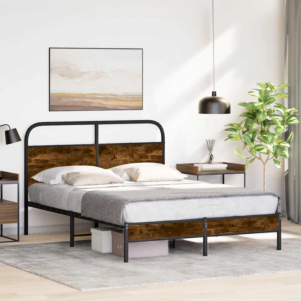 sengeramme 120x200 cm uden madras konstrueret træ røget eg