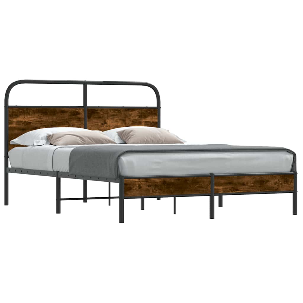 sengeramme 135x190 cm uden madras konstrueret træ røget eg