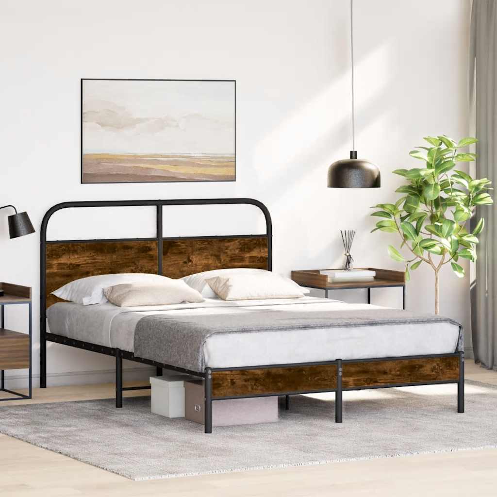 sengeramme 135x190 cm uden madras konstrueret træ røget eg
