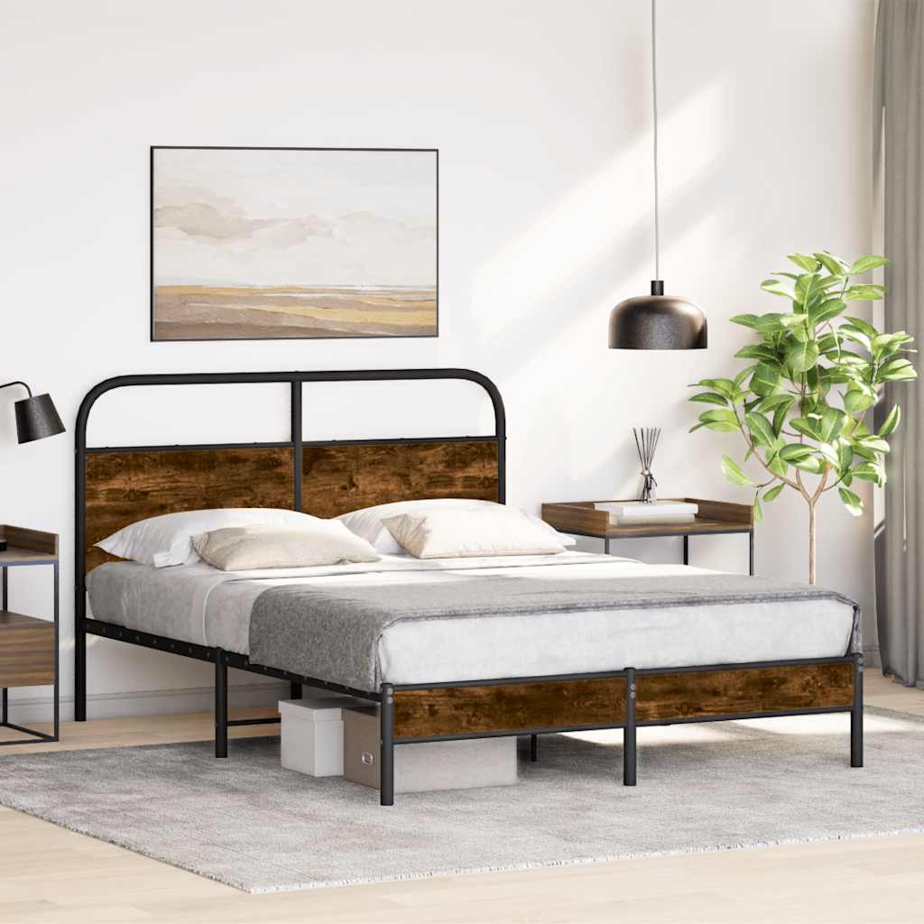 sengeramme 140x190 cm uden madras konstrueret træ røget eg