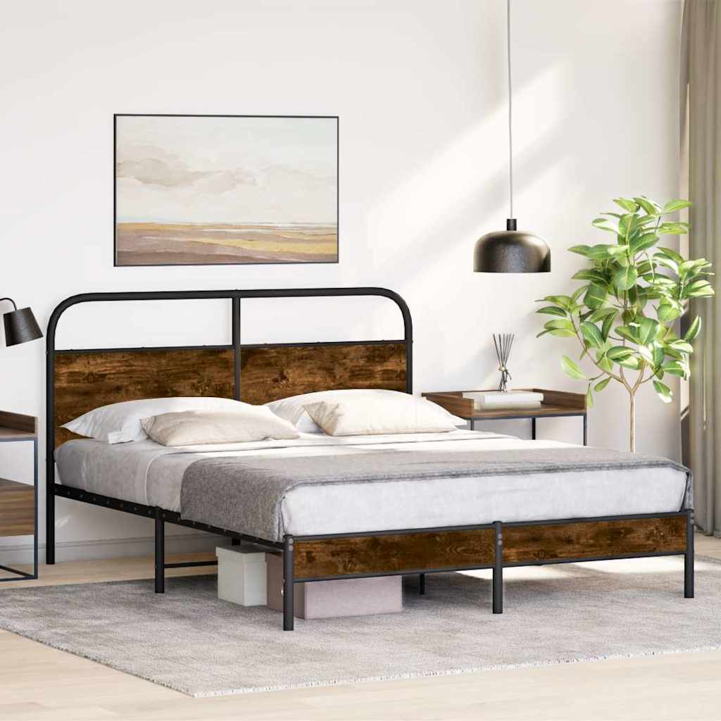 sengeramme 150x200 cm uden madras konstrueret træ røget eg