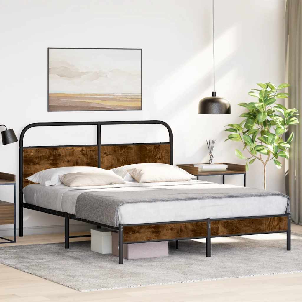 sengeramme 160x200 cm uden madras konstrueret træ røget eg