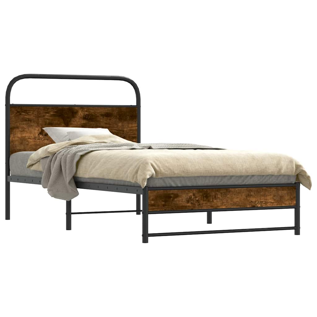 sengeramme 90x190 cm uden madras konstrueret træ røget eg