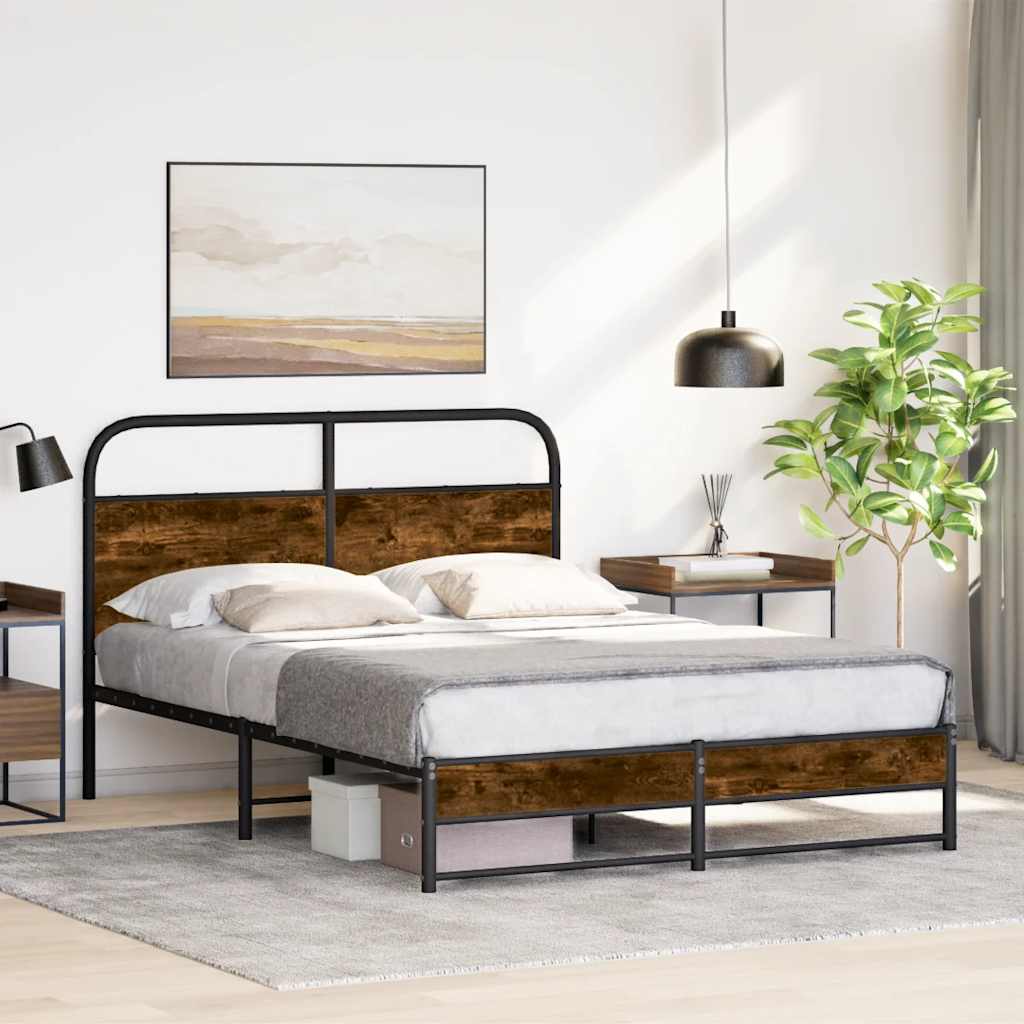 sengeramme 140x190 cm uden madras konstrueret træ røget eg