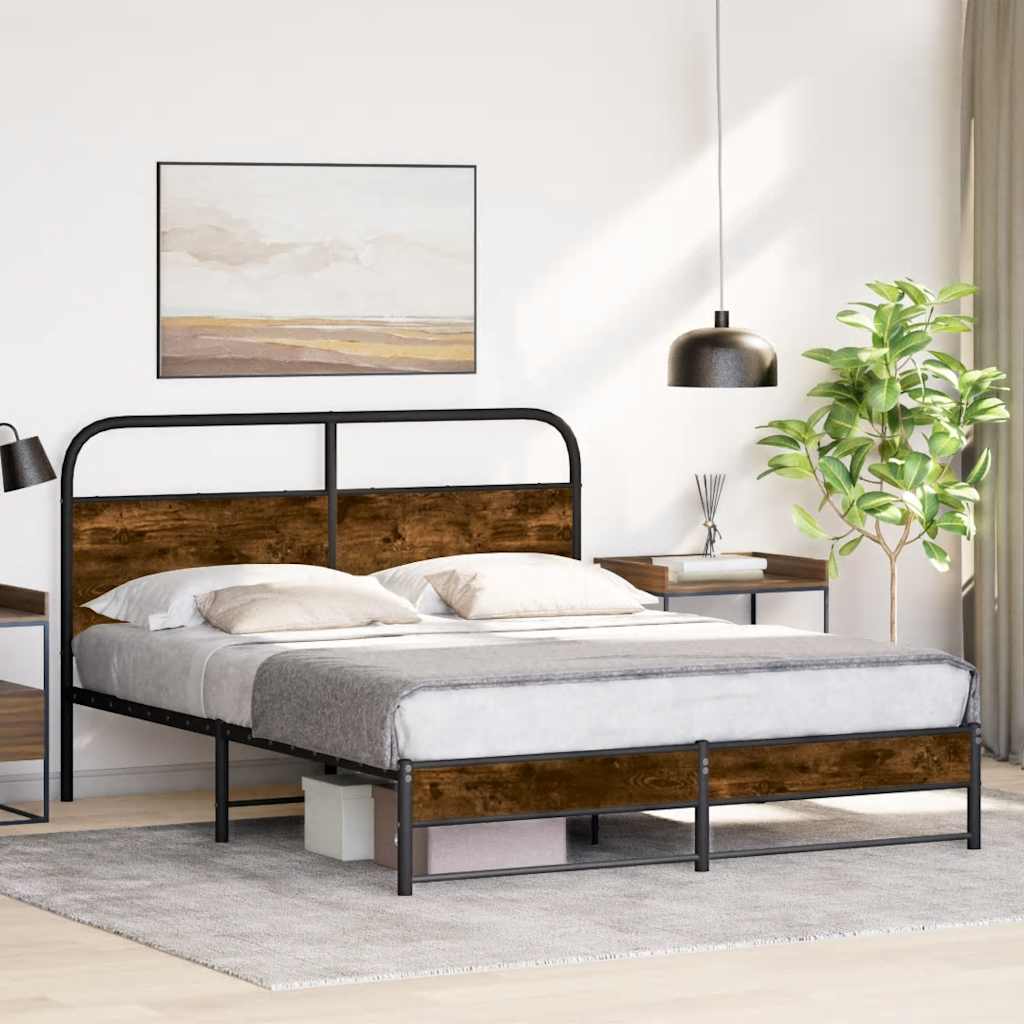 sengeramme 150x200 cm uden madras konstrueret træ røget eg