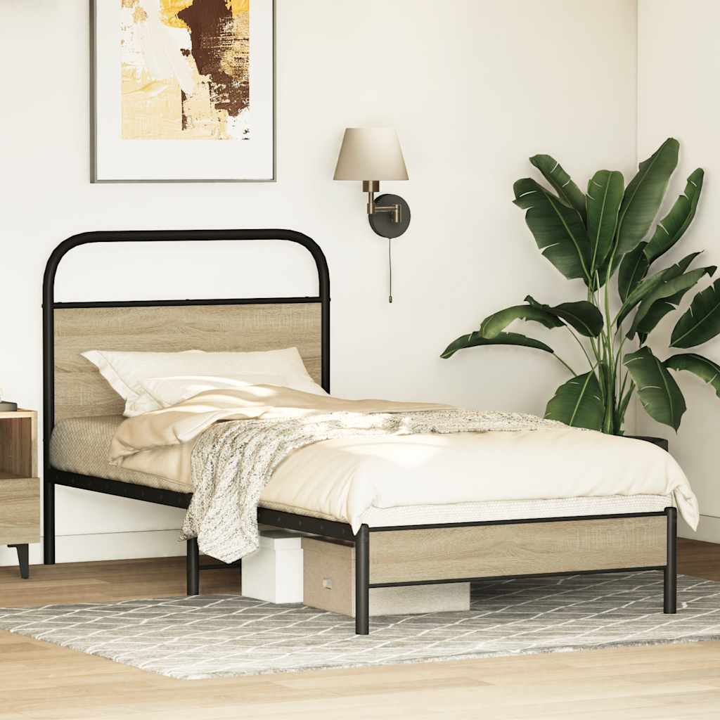 sengeramme 75x190 cm uden madras konstrueret træ sonoma-eg