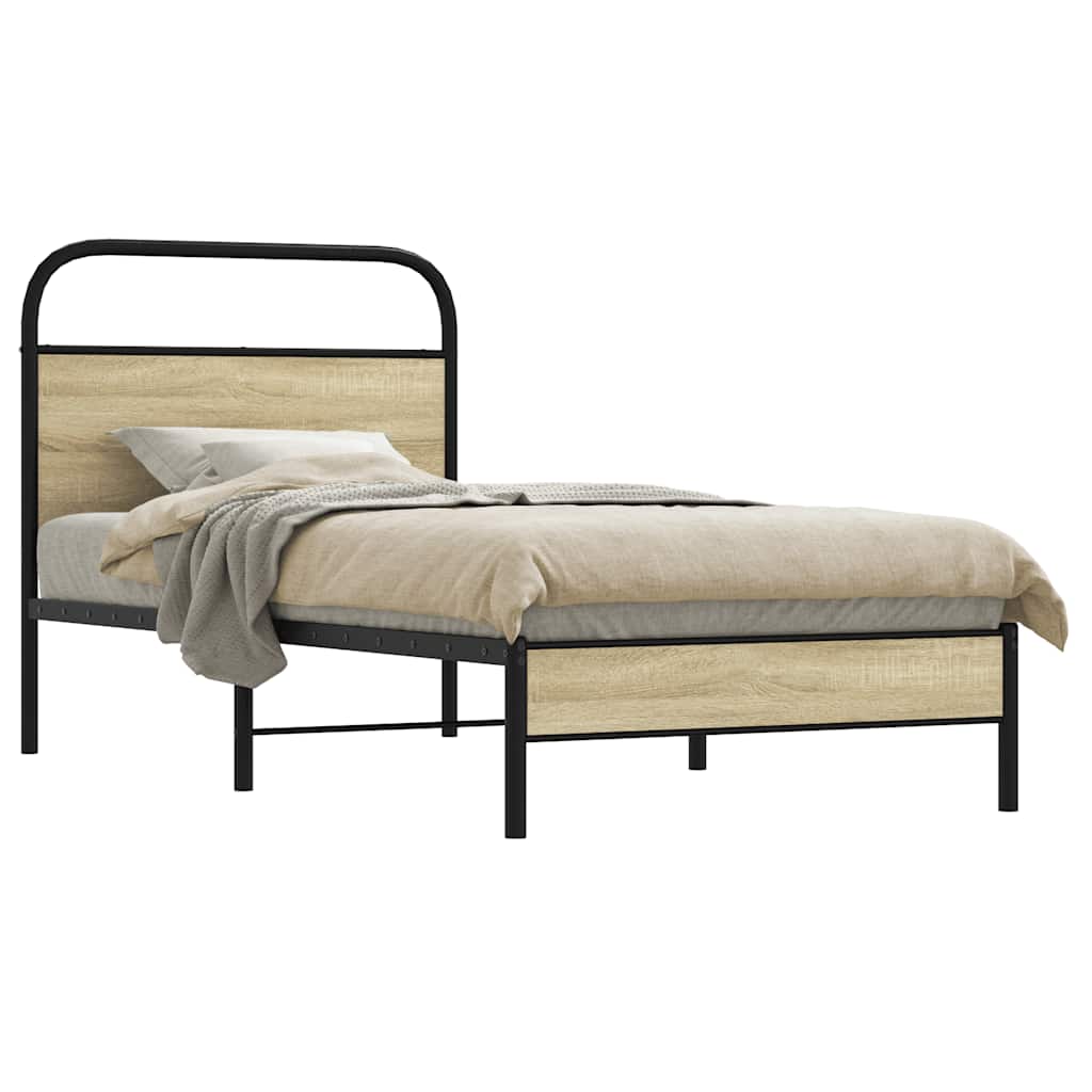sengeramme 75x190 cm uden madras konstrueret træ sonoma-eg