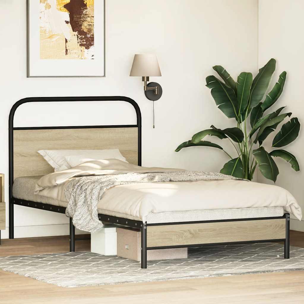 sengeramme 90x190 cm uden madras konstrueret træ sonoma-eg