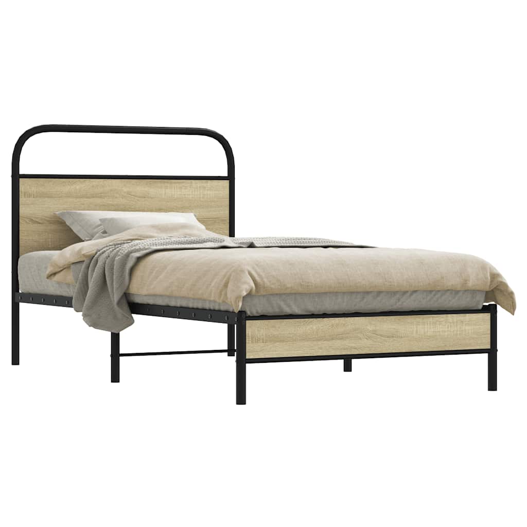 sengeramme 90x190 cm uden madras konstrueret træ sonoma-eg