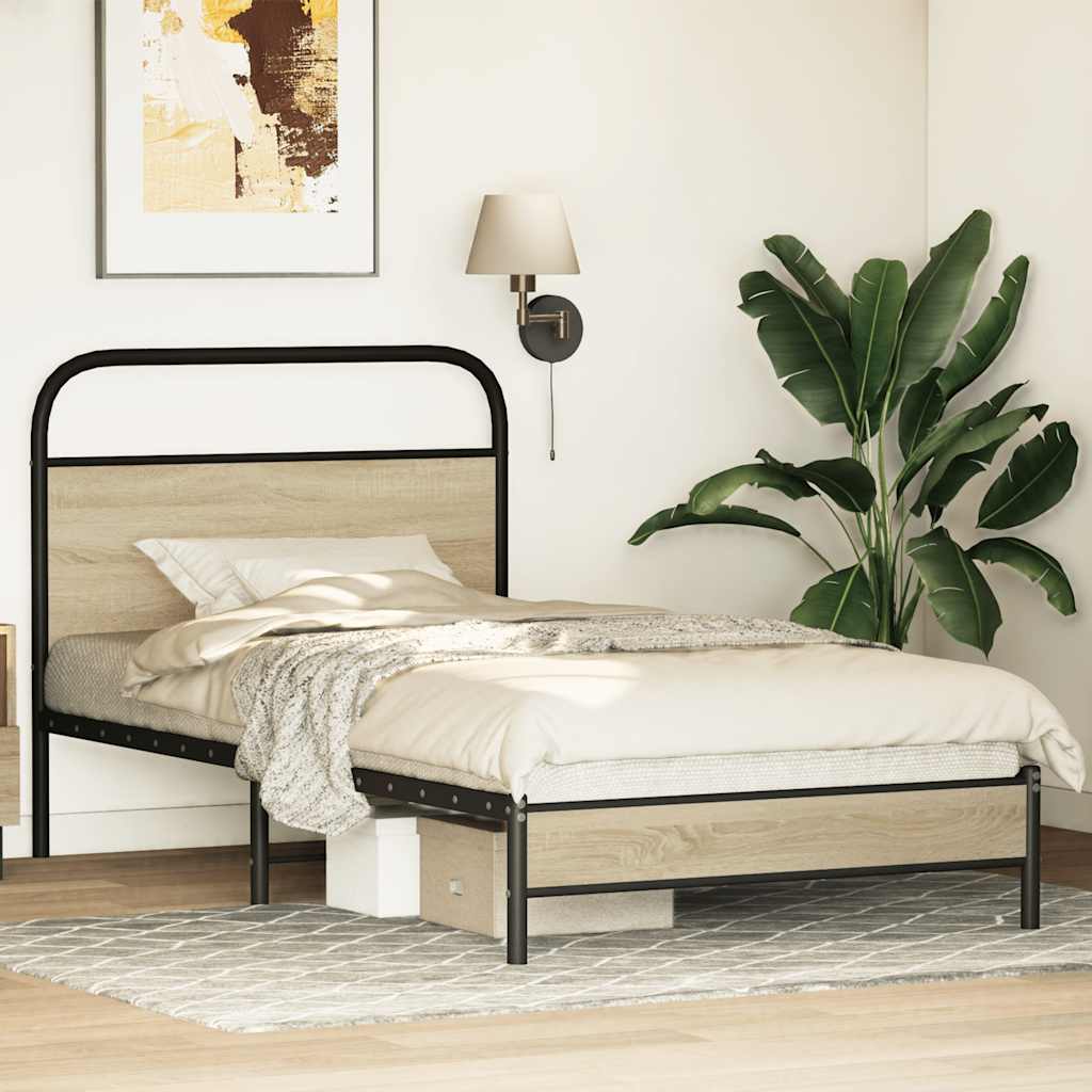 sengeramme 100x200 cm uden madras konstrueret træ sonoma-eg