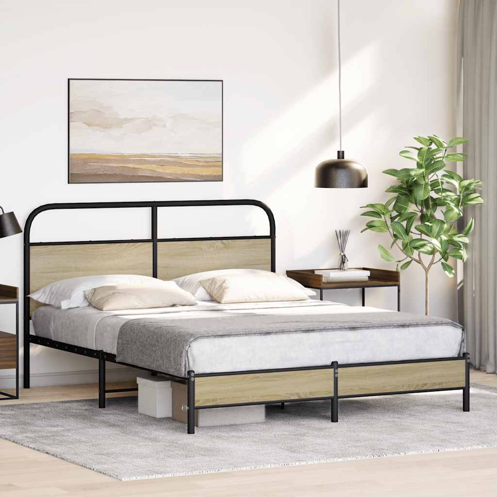 sengeramme 150x200 cm uden madras konstrueret træ sonoma-eg