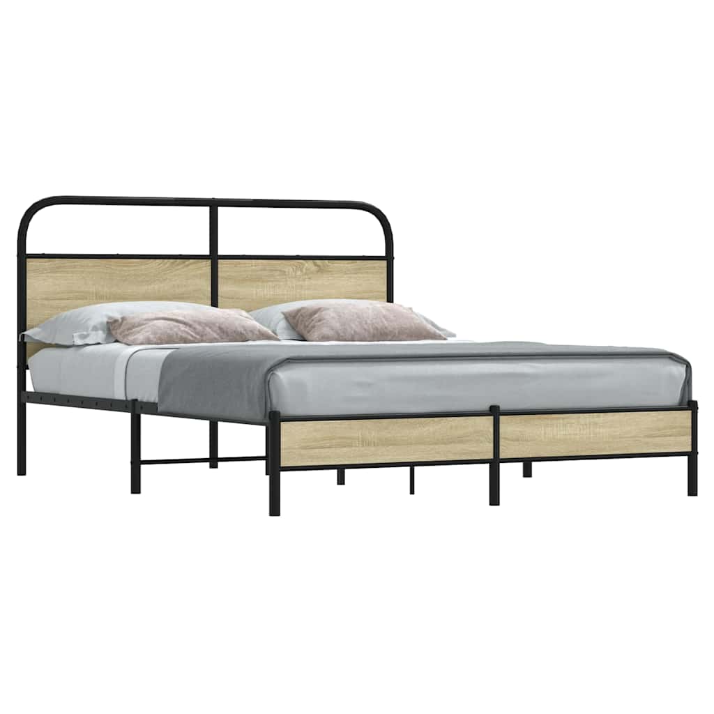 sengeramme 150x200 cm uden madras konstrueret træ sonoma-eg