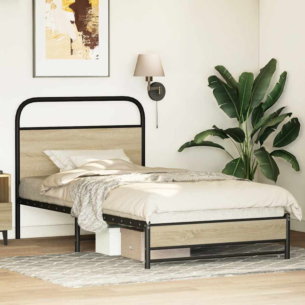 sengeramme 107x203 cm uden madras konstrueret træ sonoma-eg