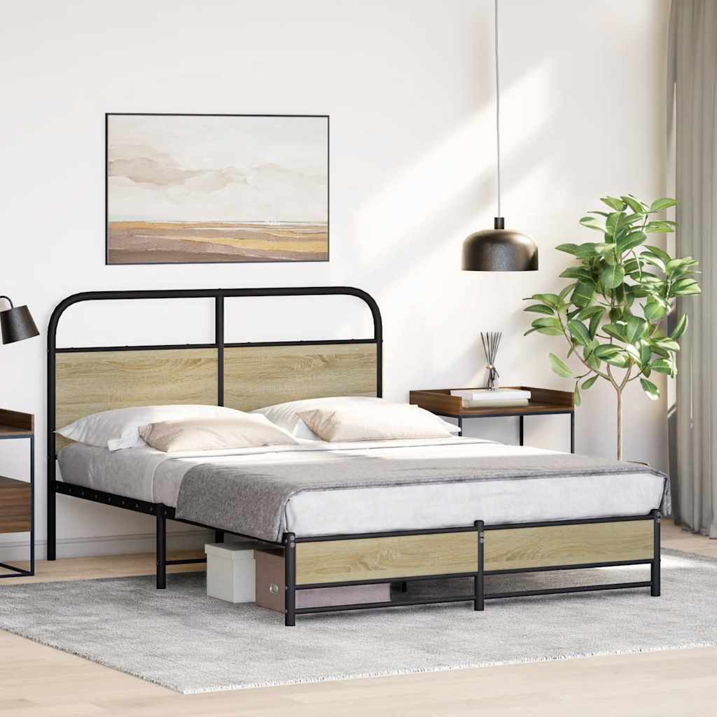 sengeramme 135x190 cm uden madras konstrueret træ sonoma-eg