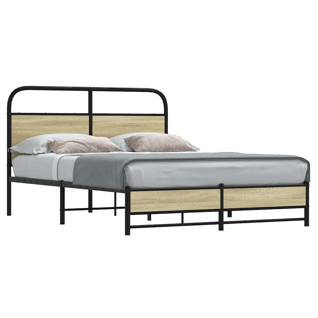 sengeramme 135x190 cm uden madras konstrueret træ sonoma-eg