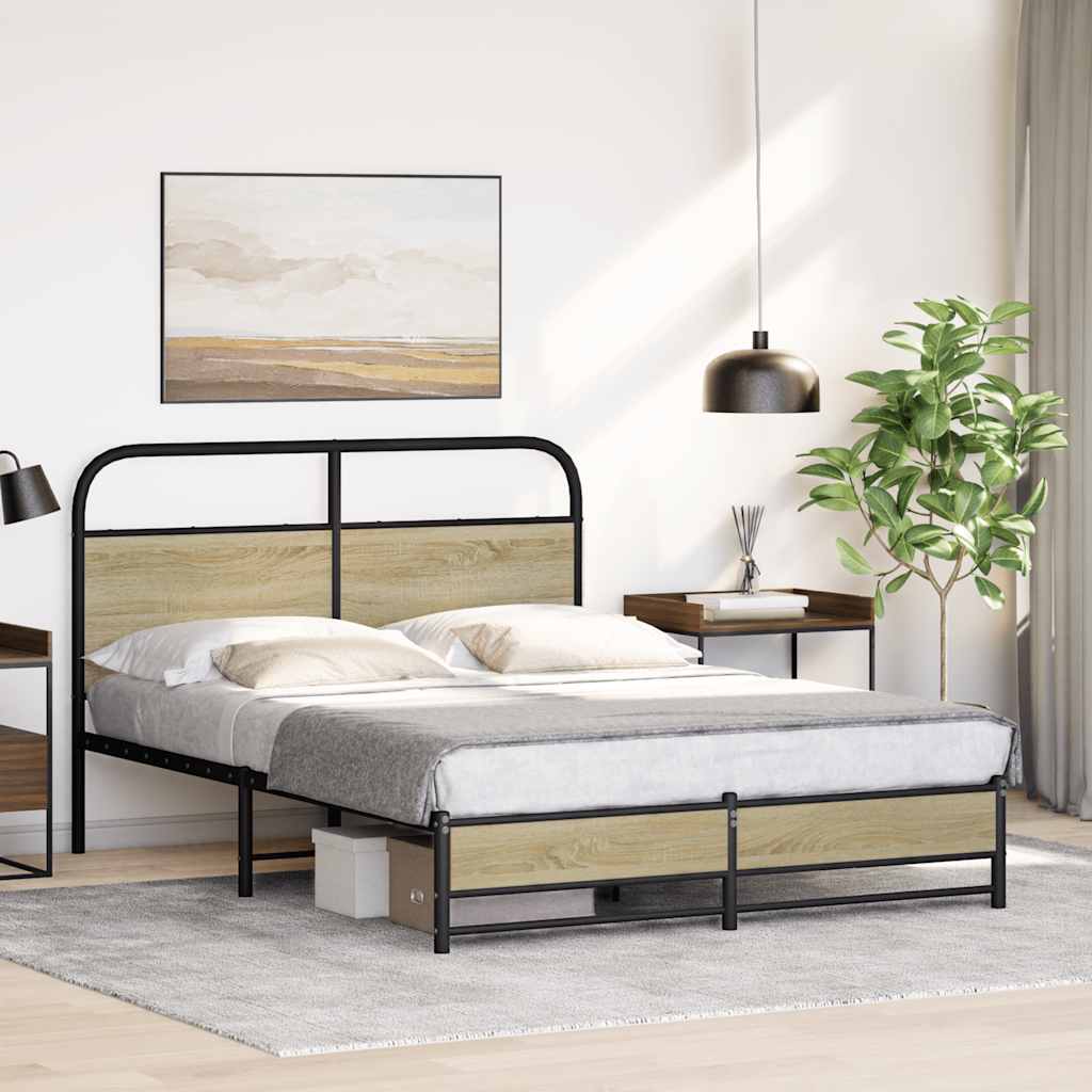 sengeramme 140x190 cm uden madras konstrueret træ sonoma-eg