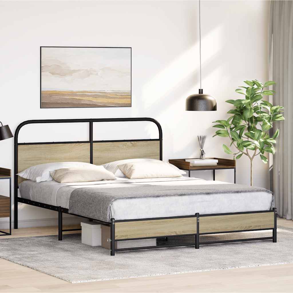sengeramme 150x200 cm uden madras konstrueret træ sonoma-eg